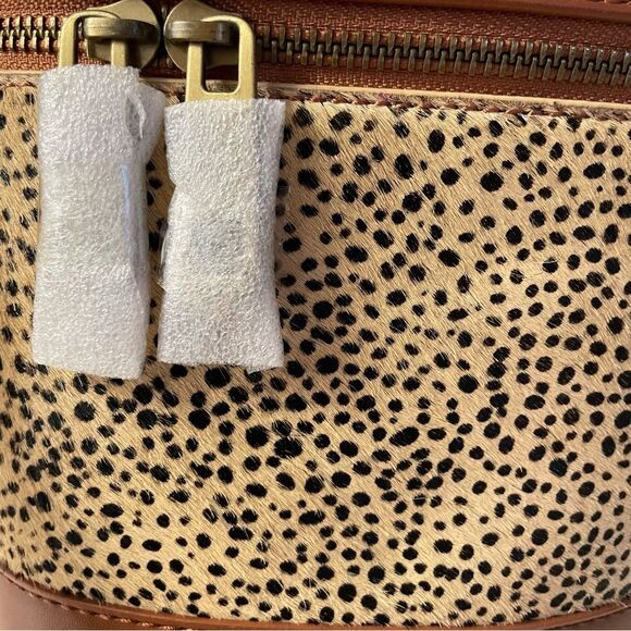 Street Level Faux Hair Brown Faux Leather & Tan Cheetah Print Bucket Bag NWT - Picture 9 of 9